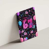7th Birthday Girl Canvas Wall Art with Cake Balloons Confetti and I Was 6 Now I'm 7