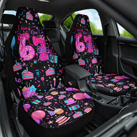 7th Birthday Girl Car Seat Cover with Cake Balloons Confetti and I Was 6 Now I'm 7