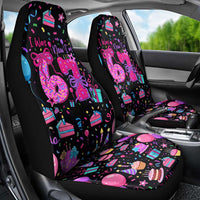 7th Birthday Girl Car Seat Cover with Cake Balloons Confetti and I Was 6 Now I'm 7