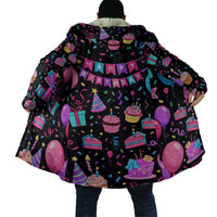 7th Birthday Girl Cloak with Cake Balloons Confetti and I Was 6 Now I'm 7