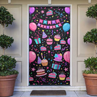 7th Birthday Girl Door Cover with Cake Balloons Confetti and I Was 6 Now I'm 7