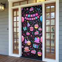 7th Birthday Girl Door Cover with Cake Balloons Confetti and I Was 6 Now I'm 7
