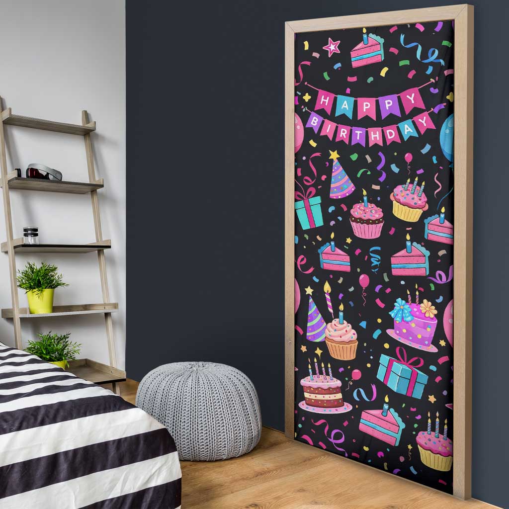 7th Birthday Girl Door Cover with Cake Balloons Confetti and I Was 6 Now I'm 7