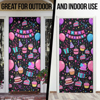 7th Birthday Girl Door Cover with Cake Balloons Confetti and I Was 6 Now I'm 7