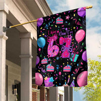 7th Birthday Girl Garden Flag with Cake Balloons Confetti and I Was 6 Now I'm 7