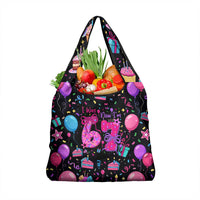 7th Birthday Girl Grocery Bag with Cake Balloons Confetti and I Was 6 Now I'm 7