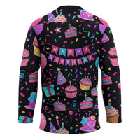 7th Birthday Girl Hockey Jersey with Cake Balloons Confetti and I Was 6 Now I'm 7