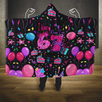 7th Birthday Girl Hooded Blanket with Cake Balloons Confetti and I Was 6 Now I'm 7