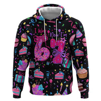 7th Birthday Girl Hoodie with Cake Balloons Confetti and I Was 6 Now I'm 7