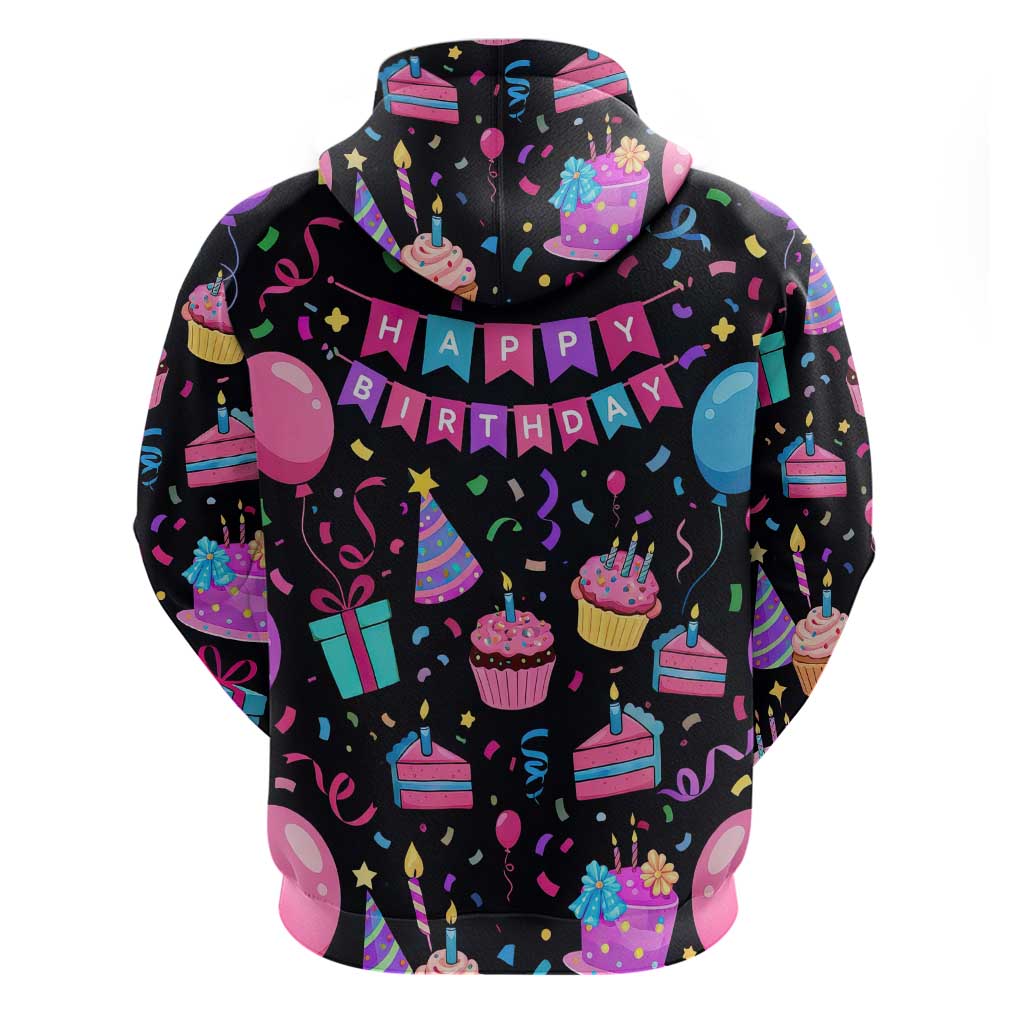 7th Birthday Girl Hoodie with Cake Balloons Confetti and I Was 6 Now I'm 7