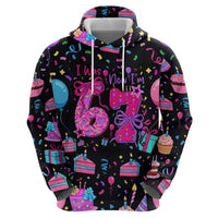 7th Birthday Girl Hoodie with Cake Balloons Confetti and I Was 6 Now I'm 7