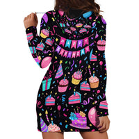 7th Birthday Girl Hoodie Dress with Cake Balloons Confetti and I Was 6 Now I'm 7