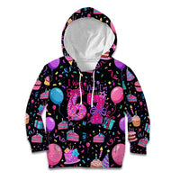7th Birthday Girl Kid Hoodie with Cake Balloons Confetti and I Was 6 Now I'm 7