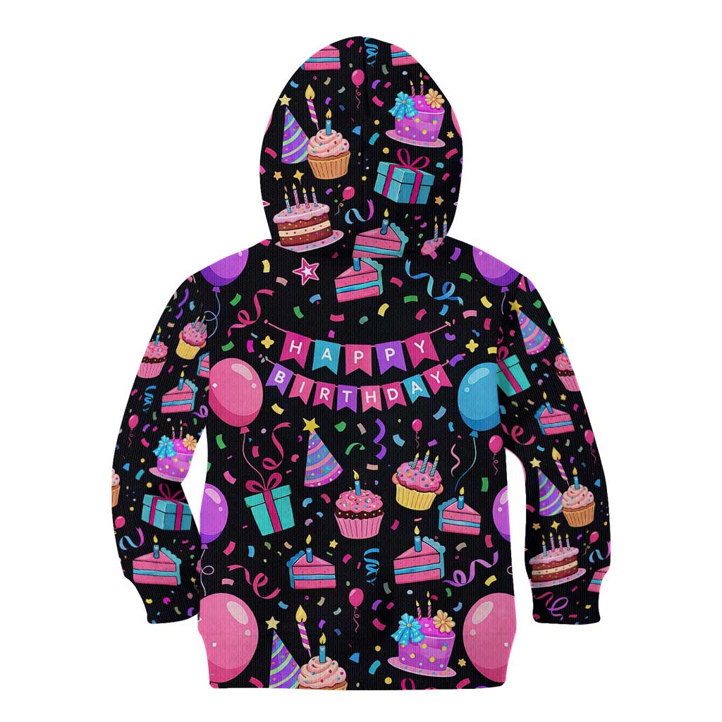 7th Birthday Girl Kid Hoodie with Cake Balloons Confetti and I Was 6 Now I'm 7