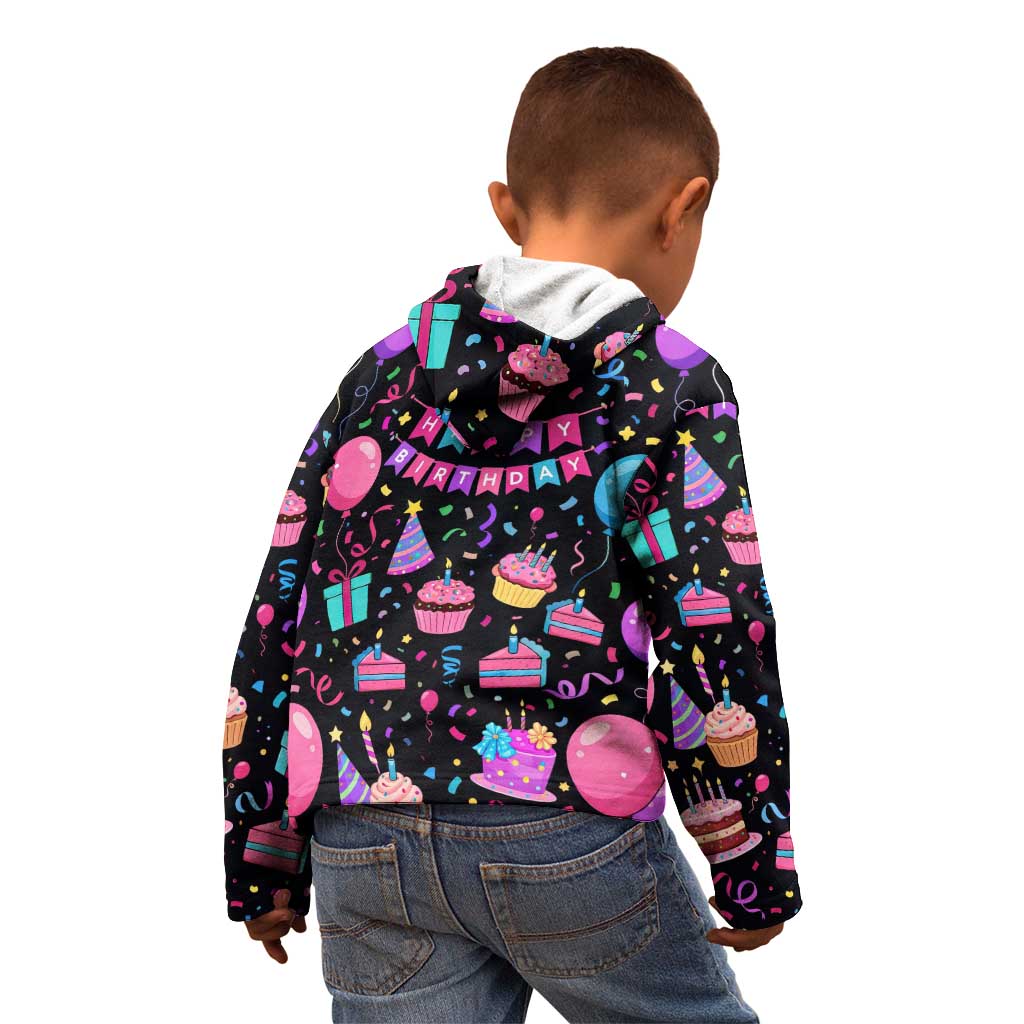 7th Birthday Girl Kid Hoodie with Cake Balloons Confetti and I Was 6 Now I'm 7