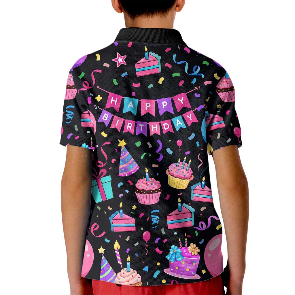 7th Birthday Girl Kid Polo Shirt with Cake Balloons Confetti and I Was 6 Now I'm 7