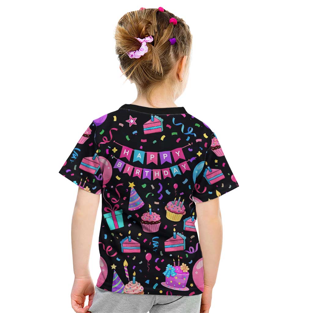 7th Birthday Girl Kid T Shirt with Cake Balloons Confetti and I Was 6 Now I'm 7