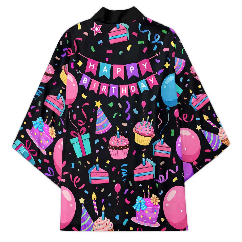 7th Birthday Girl Kimono with Cake Balloons Confetti and I Was 6 Now I'm 7