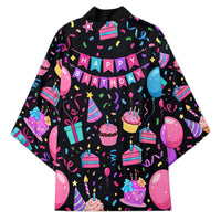 7th Birthday Girl Kimono with Cake Balloons Confetti and I Was 6 Now I'm 7
