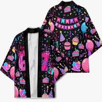 7th Birthday Girl Kimono with Cake Balloons Confetti and I Was 6 Now I'm 7