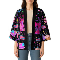 7th Birthday Girl Kimono with Cake Balloons Confetti and I Was 6 Now I'm 7