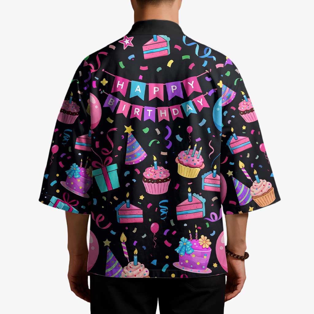7th Birthday Girl Kimono with Cake Balloons Confetti and I Was 6 Now I'm 7