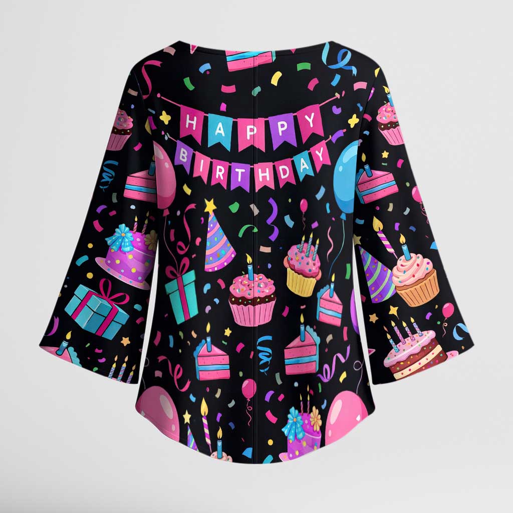 7th Birthday Girl Kimono Sleeve Blouse with Cake Balloons Confetti and I Was 6 Now I'm 7