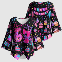 7th Birthday Girl Kimono Sleeve Blouse with Cake Balloons Confetti and I Was 6 Now I'm 7