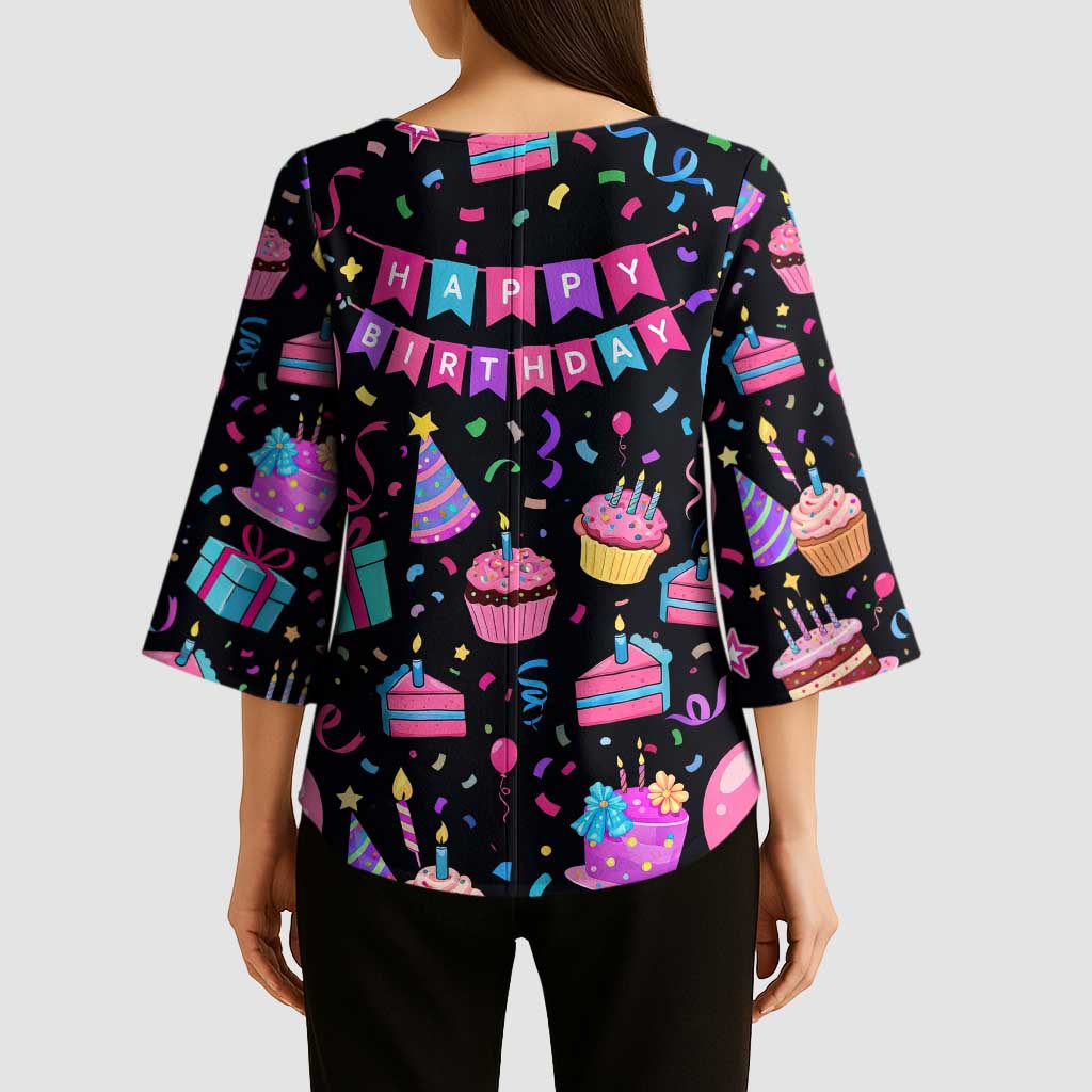 7th Birthday Girl Kimono Sleeve Blouse with Cake Balloons Confetti and I Was 6 Now I'm 7