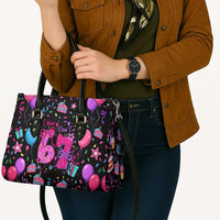 7th Birthday Girl Leather Bag with Cake Balloons Confetti and I Was 6 Now I'm 7