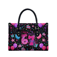7th Birthday Girl Leather Bag with Cake Balloons Confetti and I Was 6 Now I'm 7