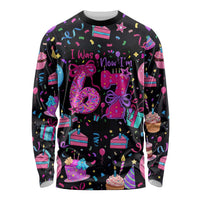 7th Birthday Girl Long Sleeve Shirt with Cake Balloons Confetti and I Was 6 Now I'm 7
