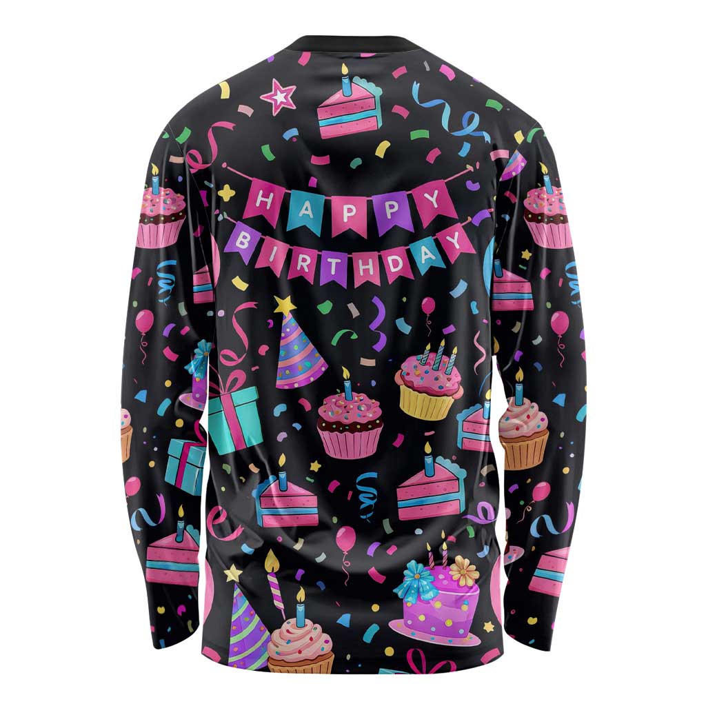 7th Birthday Girl Long Sleeve Shirt with Cake Balloons Confetti and I Was 6 Now I'm 7