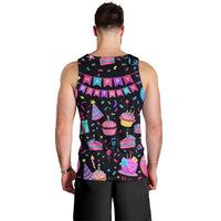 7th Birthday Girl Men Tank Top with Cake Balloons Confetti and I Was 6 Now I'm 7