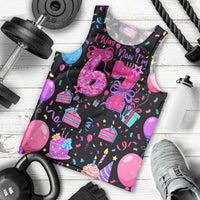 7th Birthday Girl Men Tank Top with Cake Balloons Confetti and I Was 6 Now I'm 7