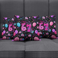 7th Birthday Girl Pillow Cover with Cake Balloons Confetti and I Was 6 Now I'm 7