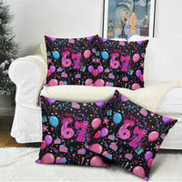 7th Birthday Girl Pillow Cover with Cake Balloons Confetti and I Was 6 Now I'm 7