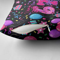 7th Birthday Girl Pillow Cover with Cake Balloons Confetti and I Was 6 Now I'm 7