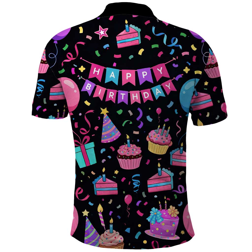 7th Birthday Girl Polo Shirt with Cake Balloons Confetti and I Was 6 Now I'm 7