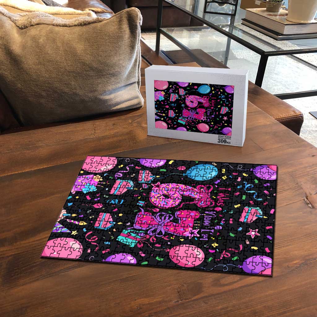 7th Birthday Girl Puzzle with Cake Balloons Confetti and I Was 6 Now I'm 7