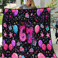 7th Birthday Girl Quilt with Cake Balloons Confetti and I Was 6 Now I'm 7