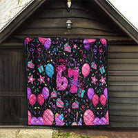 7th Birthday Girl Quilt with Cake Balloons Confetti and I Was 6 Now I'm 7