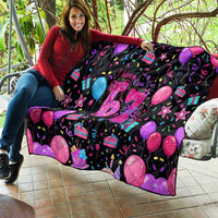 7th Birthday Girl Quilt with Cake Balloons Confetti and I Was 6 Now I'm 7