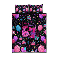 7th Birthday Girl Quilt Bed Set with Cake Balloons Confetti and I Was 6 Now I'm 7