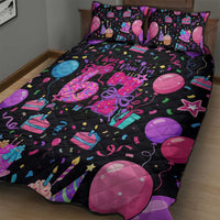 7th Birthday Girl Quilt Bed Set with Cake Balloons Confetti and I Was 6 Now I'm 7