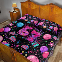 7th Birthday Girl Quilt Bed Set with Cake Balloons Confetti and I Was 6 Now I'm 7
