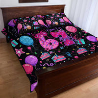7th Birthday Girl Quilt Bed Set with Cake Balloons Confetti and I Was 6 Now I'm 7