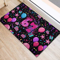 7th Birthday Girl Rubber Doormat with Cake Balloons Confetti and I Was 6 Now I'm 7