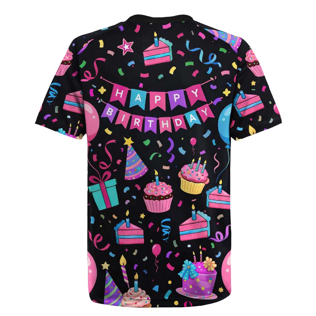 7th Birthday Girl Rugby Jersey with Cake Balloons Confetti and I Was 6 Now I'm 7
