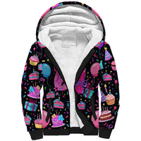 7th Birthday Girl Sherpa Hoodie with Cake Balloons Confetti and I Was 6 Now I'm 7